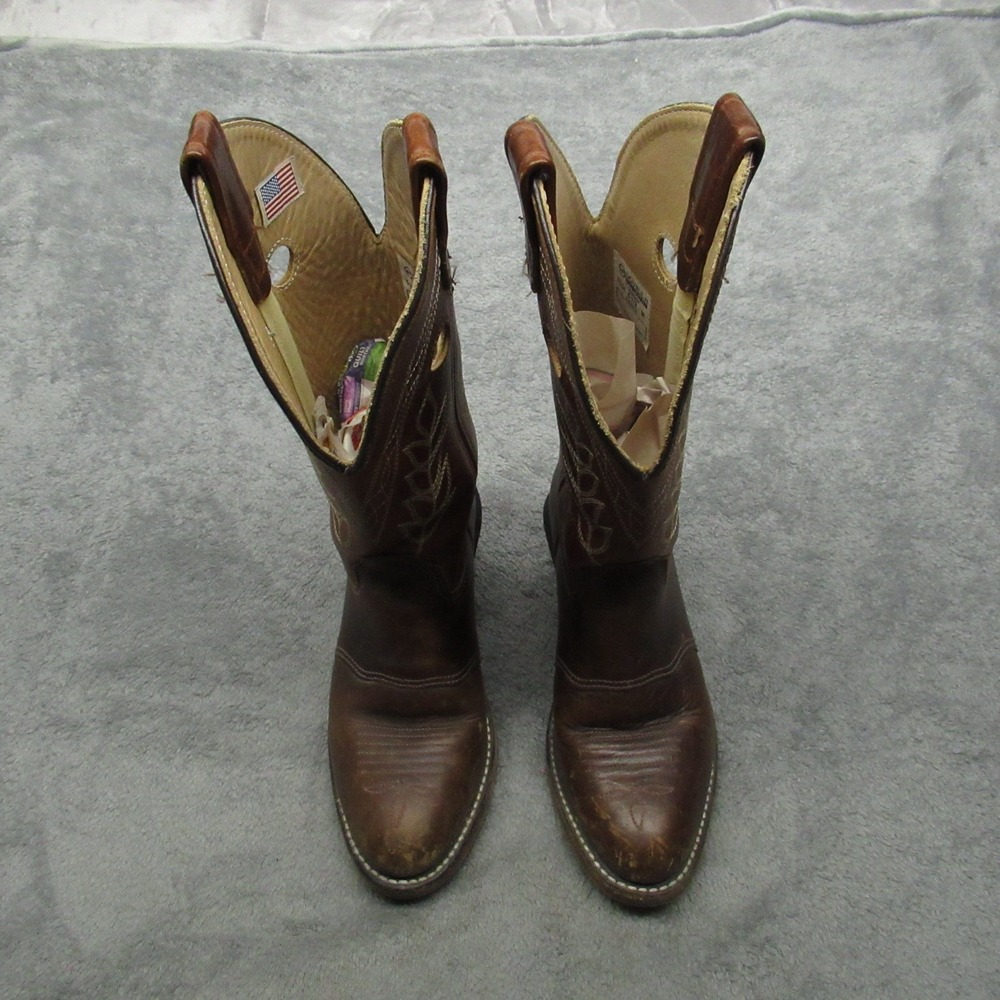 Double H Boots Women 6.5M Brown Leather Embroidery Cowgirl Western Riding USA - Picture 2 of 16